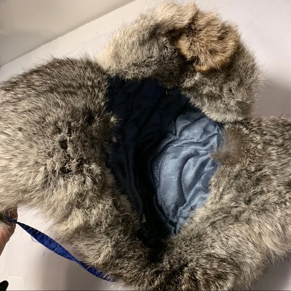 Youth Fur Lined Trapper Hat with Ear Flaps Blue